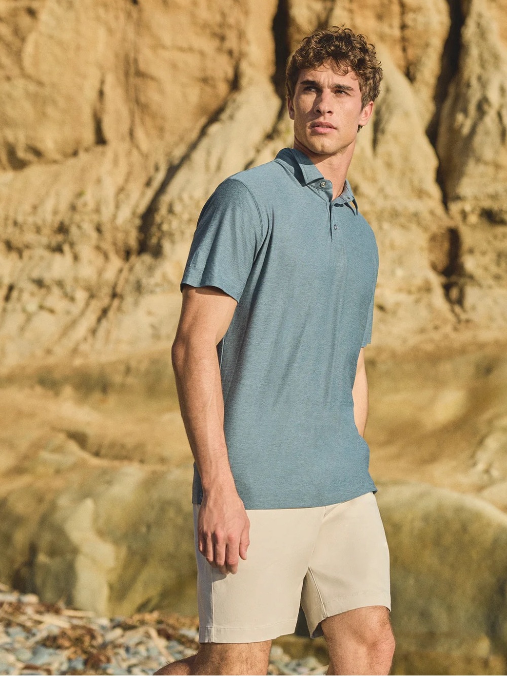 Vuori Men's Polo in Seafoam Blue